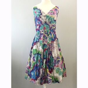 Suzi Chin Watercolor Fit and Flare Dress Size 8